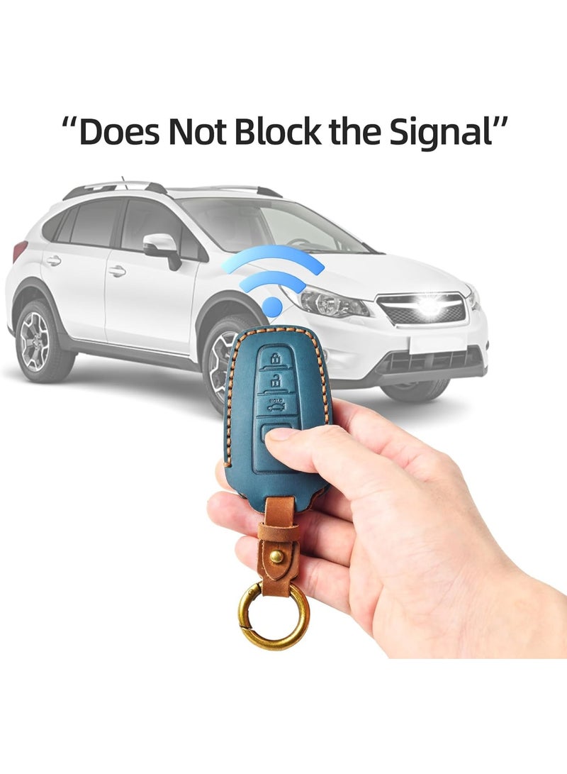 NOSKIN Leather Key Cover Fits for Toyota Car Key Fob Cover Case Compatible with 2018-2024 Toyota Camry Corolla RAV4 Avalon C-HR Prius GT86 Highlander Smart Key Holder Car Accessories, Blue - Image 5