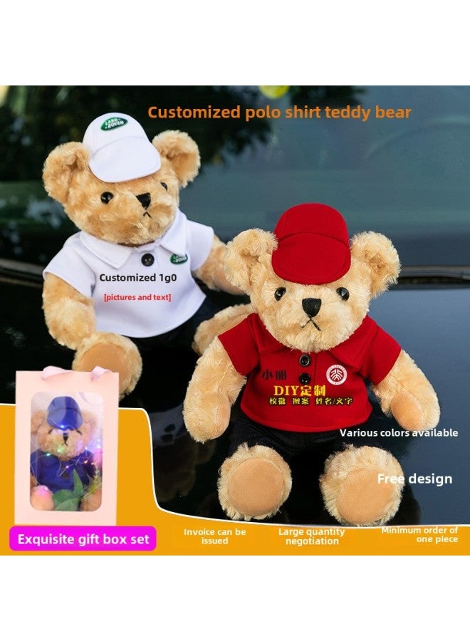 Wearable Teddy Bear Plush Toy Polo Shirt Bear Doll Printed Logo Car Figurine Promotional Gift For Youth In Various Regions-Specifications:25cm-Color:Black Polo Shirt Matte Teddy Bear - Image 2