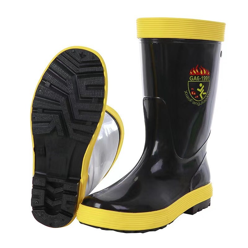 02 Fire Fighting Rubber Boots 97 Rain Boots Chemical Protection Boots Mine Fishing Labor Protection Shoes Metal Steel Plate Labor Protection Shoes - Image 3