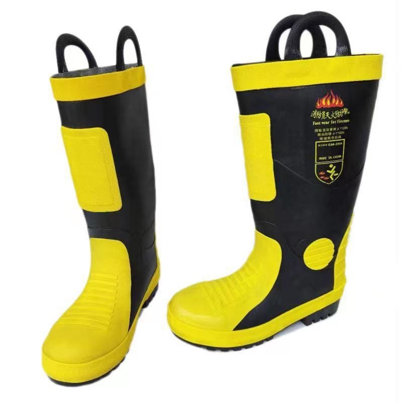 02 Fire Fighting Rubber Boots 97 Rain Boots Chemical Protection Boots Mine Fishing Labor Protection Shoes Metal Steel Plate Labor Protection Shoes - Image 5