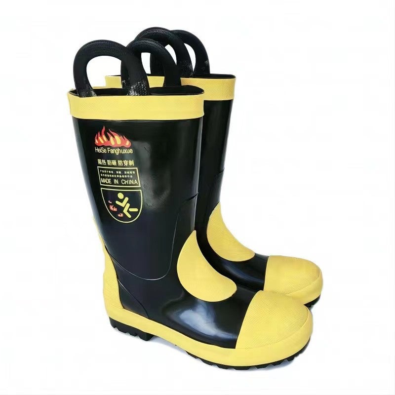 02 Fire Fighting Rubber Boots 97 Rain Boots Chemical Protection Boots Mine Fishing Labor Protection Shoes Metal Steel Plate Labor Protection Shoes - Image 4
