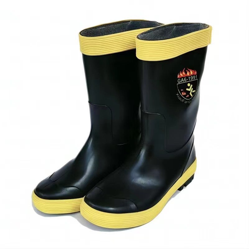 02 Fire Fighting Rubber Boots 97 Rain Boots Chemical Protection Boots Mine Fishing Labor Protection Shoes Metal Steel Plate Labor Protection Shoes - Image 2