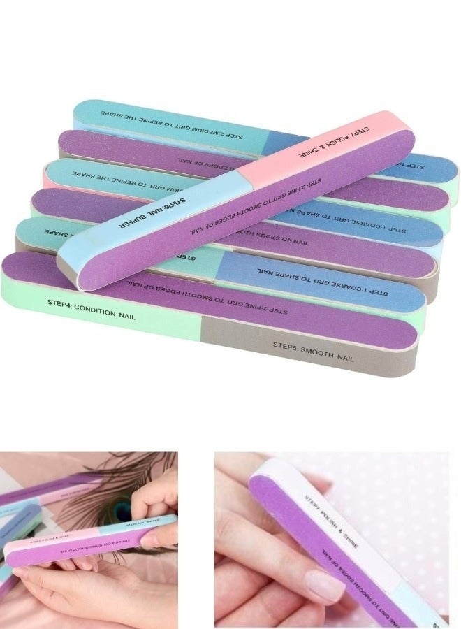 2Pcs Professional Multi-Use 7-Step Nail Buffer Block – 7-Surface, 7-Color Nail Polishing Cube – Washable Nail File for Shaping, Smoothing, Polishing & Shining Natural & Artificial Nails – Home & Professional Manicure & Pedicure Tool, Essential Beauty Accessory for Women & Men - Image 1