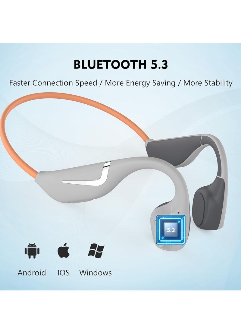 SYOSI Open-Ear Bluetooth Bone Conduction Sport Headphones, Sweat Resistant Wireless Earphones for Workouts and Running Built-in Mic, Grey - Image 2