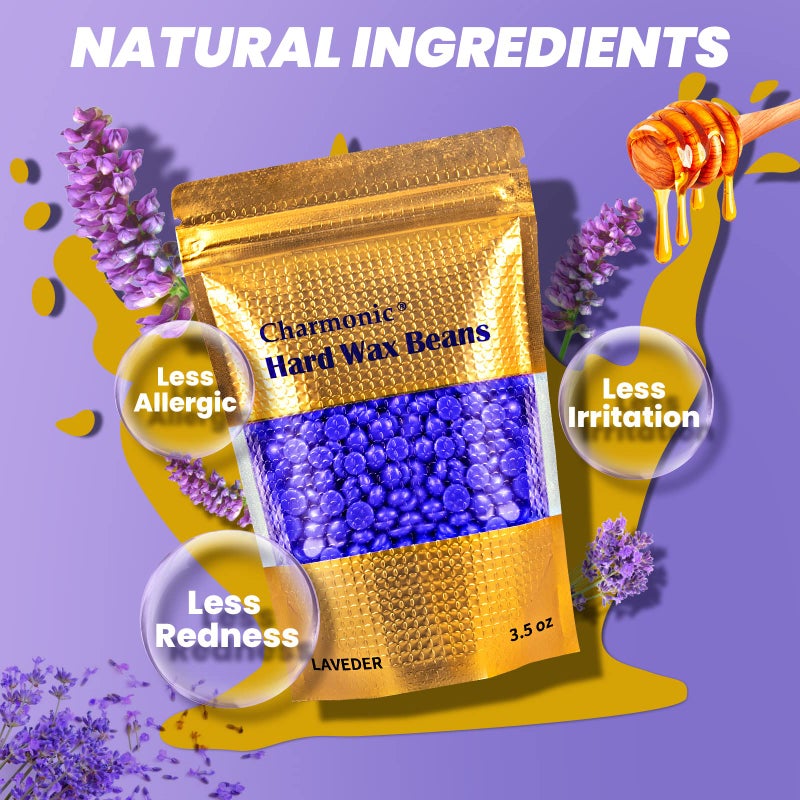 Charmonic 17.5 أونصة من حبيبات شمع إزالة الشعر الصلبة Charmonic، شمع إزالة الشعر باللافندر الأوروبي للنساء والرجال (500 جرام/1.1 رطل) - Image 5