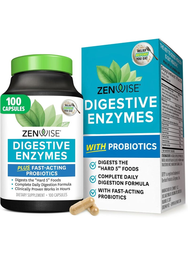 Zenwise Health Zenwise Digestive Enzymes - Probiotic Multi Enzymes with Probiotics and Prebiotics for Digestive Health + Bloating Relief for Women and Men, Bromelain and More for Gut Health and Digestion - 100 Count - Image 1