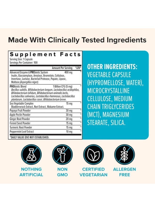 Zenwise Health Zenwise Digestive Enzymes - Probiotic Multi Enzymes with Probiotics and Prebiotics for Digestive Health + Bloating Relief for Women and Men, Bromelain and More for Gut Health and Digestion - 100 Count - Image 2