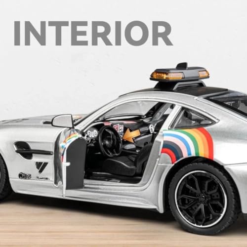 PLUSPOINT Die cast Metal AMG-GT3 F1 Edition 1:24 Car Realistic Scale Model, Pull Back Diecast Classic Vehicles Alloy Simulation Supercar with Lights and Sound Collection and Gift for Aldult, Kids - Image 4