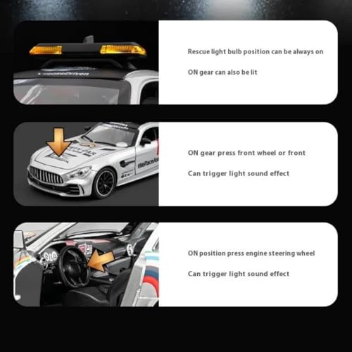 PLUSPOINT Die cast Metal AMG-GT3 F1 Edition 1:24 Car Realistic Scale Model, Pull Back Diecast Classic Vehicles Alloy Simulation Supercar with Lights and Sound Collection and Gift for Aldult, Kids - Image 5