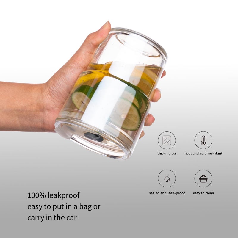 BLUEPOLAR 13 oz Tumbler Water Glass, Water Bottle with Straw and Dustproof Lid, Coffee Ice Cup Double Wall Insulated Glass Cup (White-4pack) - Image 4