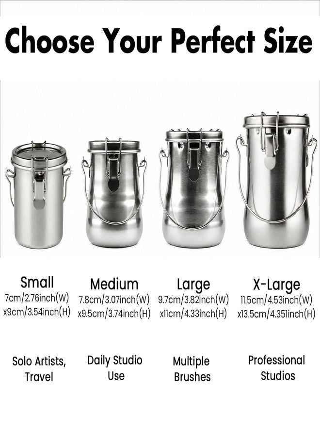 LOONENG Stainless Steel Paint Brush Washer, Airtight Brush Cleaner Jar with Clip-On Lid, Rubber Gasket and Removable Strainer, Portable Oil Paint Brush Cleaner for Oil, Acrylic, Watercolor Painting - Image 2
