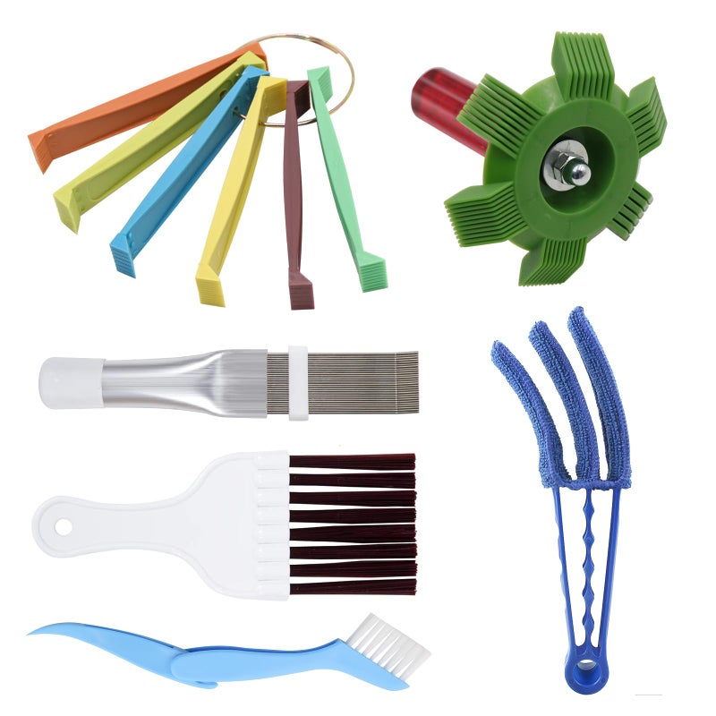 SUREPHON 6 PCS Air Conditioning Fin Cleaner Set Air Conditioner Fin Comb Straightener Tool HVAC Coil Cleaning Brush for AC Radiator Evaporator Maintenance Clean Tool