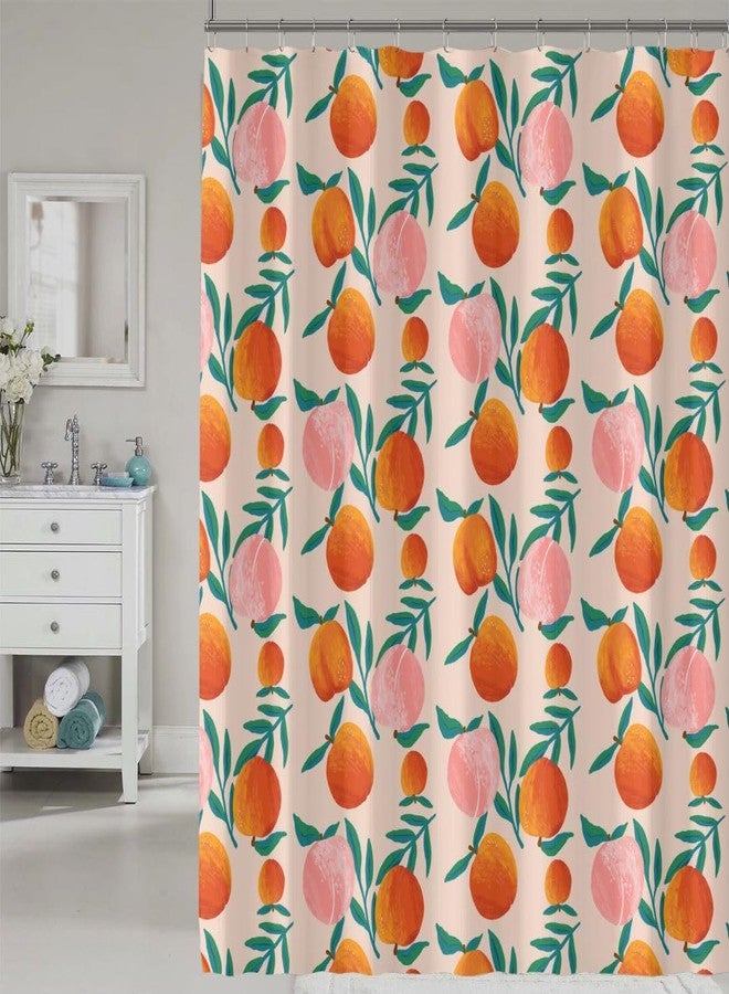 COSEVIER Peach Shower Curtain, Vibrant Cute Fruit Waterproof Shower Curtains for Bathroom, Cartoon Home Decorative Fabric Bath Curtain, Bathroom Accessories, 72 x 72 Inch, Orange Pink - Image 1