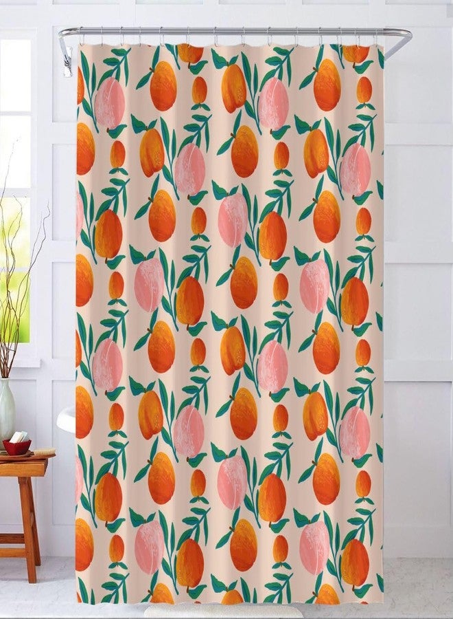 COSEVIER Peach Shower Curtain, Vibrant Cute Fruit Waterproof Shower Curtains for Bathroom, Cartoon Home Decorative Fabric Bath Curtain, Bathroom Accessories, 72 x 72 Inch, Orange Pink - Image 2