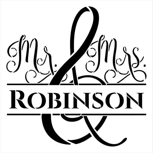 Ivana's Personalized Mr & Mrs Stencil | Custom Last Name | DIY Wedding Gift Home Decor | Craft & Paint Wood Signs | Size (18 x 18 inch) - Image 3