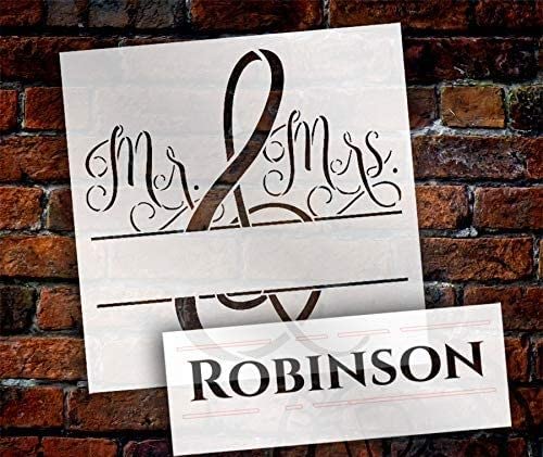 Ivana's Personalized Mr & Mrs Stencil | Custom Last Name | DIY Wedding Gift Home Decor | Craft & Paint Wood Signs | Size (18 x 18 inch) - Image 2
