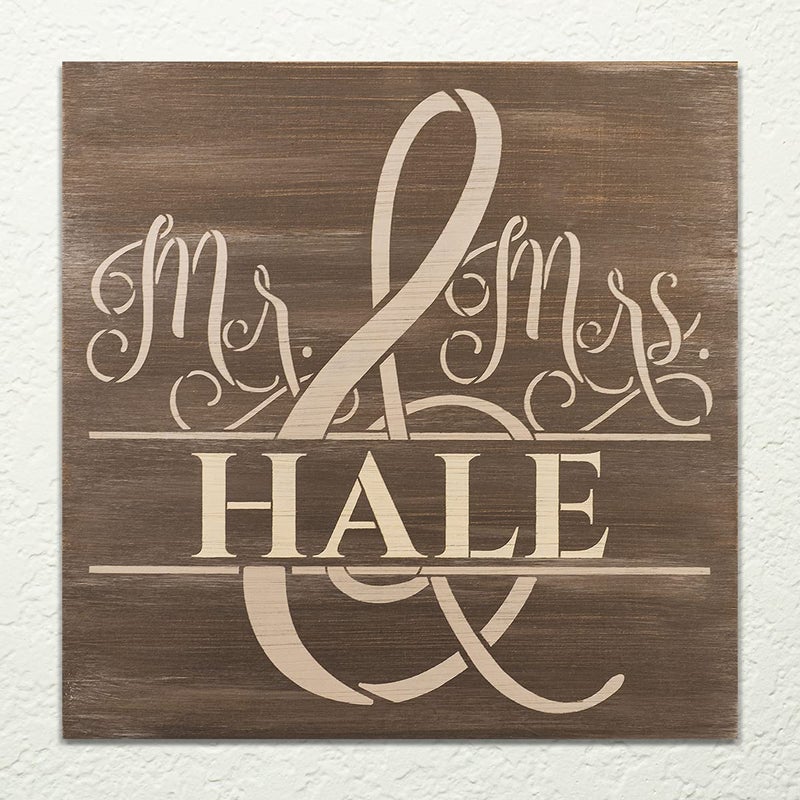 Ivana's Personalized Mr & Mrs Stencil | Custom Last Name | DIY Wedding Gift Home Decor | Craft & Paint Wood Signs | Size (18 x 18 inch) - Image 4