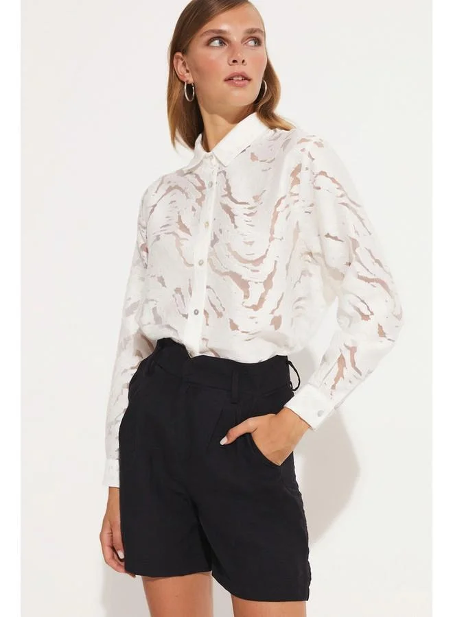 JUNE June Exclusive Transparent Detailed Oversize Shirt