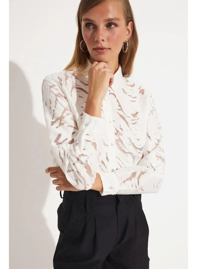 JUNE June Exclusive Transparent Detailed Oversize Shirt