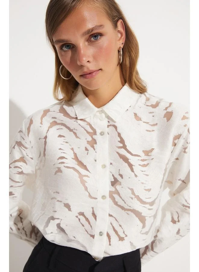 JUNE June Exclusive Transparent Detailed Oversize Shirt