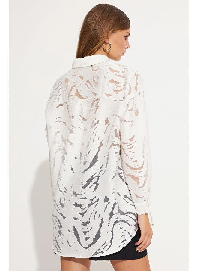 JUNE June Exclusive Transparent Detailed Oversize Shirt