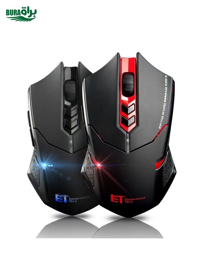 BURAQ ET X-08 7-keys 2400DPI 2.4G Wireless Mute Gaming Mouse with USB Receiver & Colorful Backlight (Red)  - Image 2