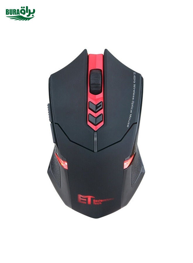 BURAQ ET X-08 7-keys 2400DPI 2.4G Wireless Mute Gaming Mouse with USB Receiver & Colorful Backlight (Red)  - Image 1