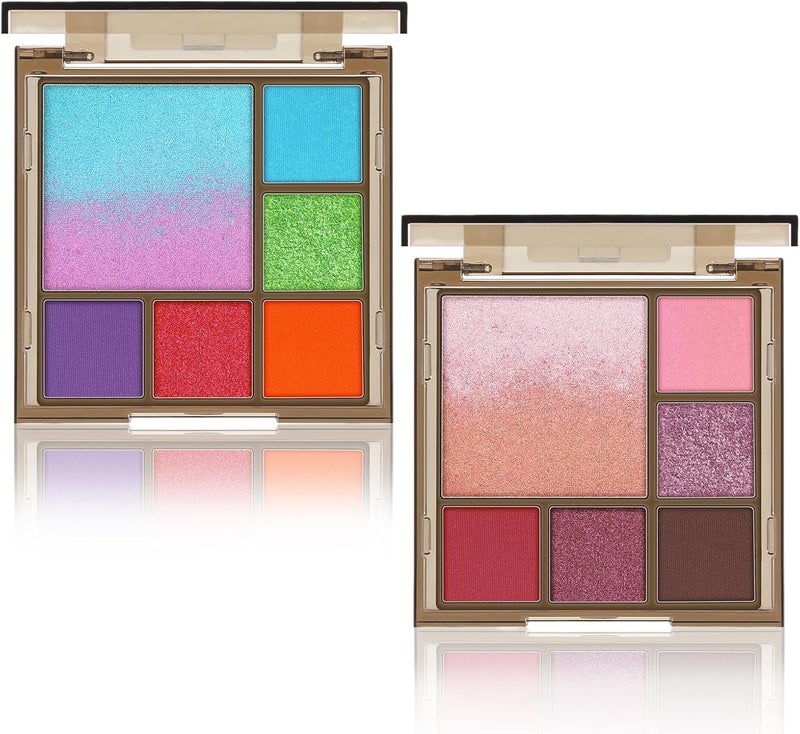 Apooliy 2pcs Shimmer Matte Eyeshadow PaletteLongLasting Cream Eye ShadowWaterproof Eyeshadow Powder HighPigment6Color Eye Shadow PaletteEasy ApplicationSweatProof