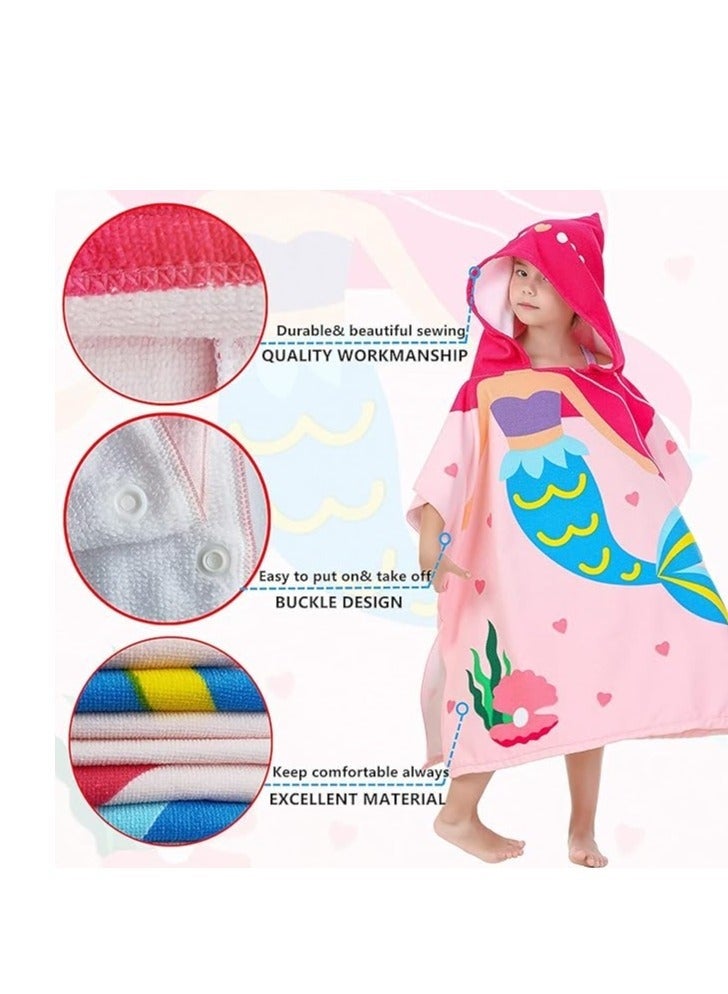 DURKU Kids Bath Towel for 1-6 Years Toddler, Hooded Towel, Microfiber Super Soft, Robe Poncho Bathrobe, Girls Swimming Beach Holiday Water Playing, Pool Swim Coverups 1 PCS - Image 2