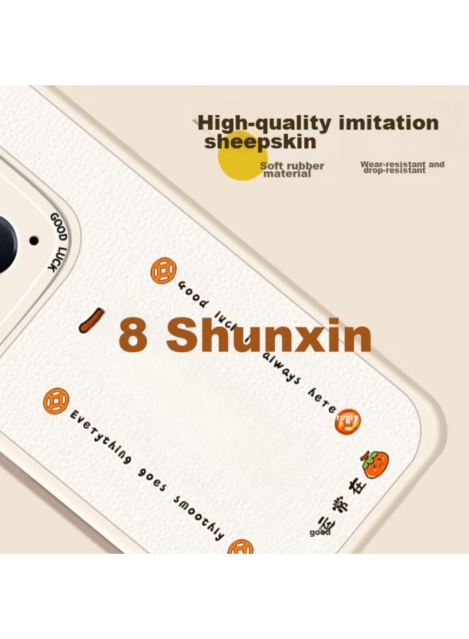 Smorss Phone Case For Xiaomi 14, Xiaomi 14 Protective Cover, Full Coverage Camera Lens Painted Ultra-thin Premium Lambskin Design For Men And Women, Silicone Shockproof Soft Case, Persimmon For Good Fortune - Image 2
