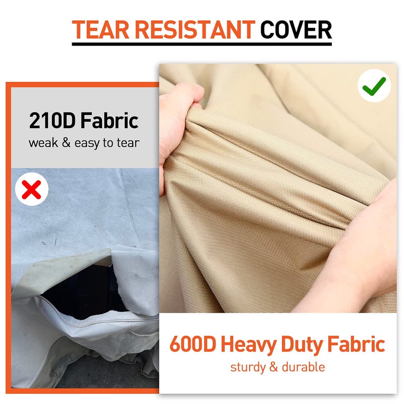 Arcedo Waterproof Outside Lounge Chair Covers 2 Pack, Heavy Duty Patio Chaise Lounge Covers for Outdoor Furniture, Protect Your Pool Chairs in Winter, 80" L x 32" W x 25" H, Beige and Brown - Image 4