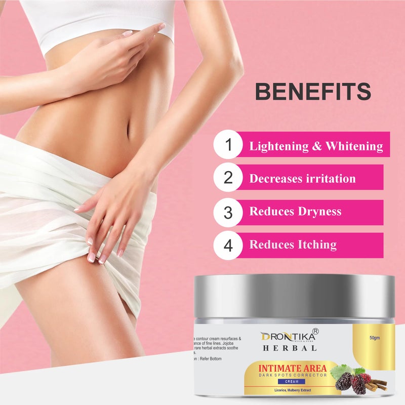 Drontika Intimate Area Whitening & Lightening Cream - 50gm | Neck, Hip, Thigh,Underarm, Bikini Area, Intimate Area, Elbow | Intense Dark Spot Removal | 2% Kojic Acid, Niacinamide | Women & Men - Image 4