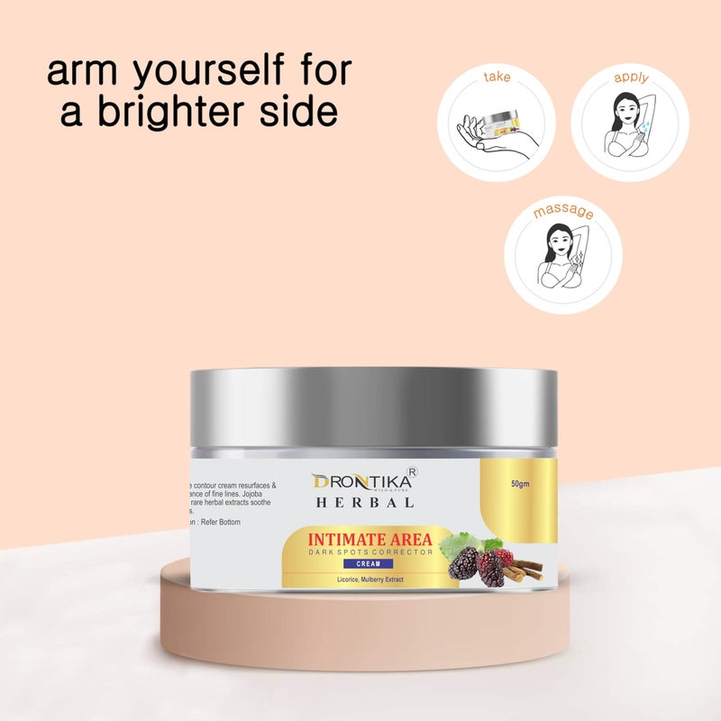 Drontika Intimate Area Whitening & Lightening Cream - 50gm | Neck, Hip, Thigh,Underarm, Bikini Area, Intimate Area, Elbow | Intense Dark Spot Removal | 2% Kojic Acid, Niacinamide | Women & Men - Image 3