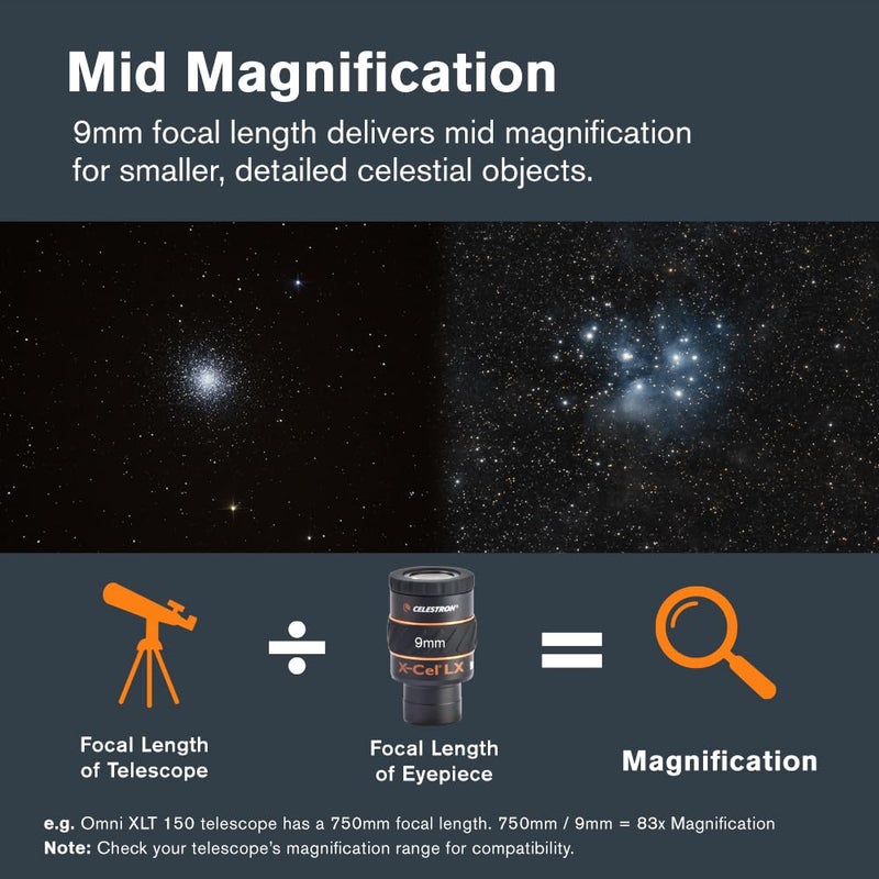 Celestron 93423 X-CEL LX Series 1.25 inch / 9mm Eyepiece, Black - Image 4