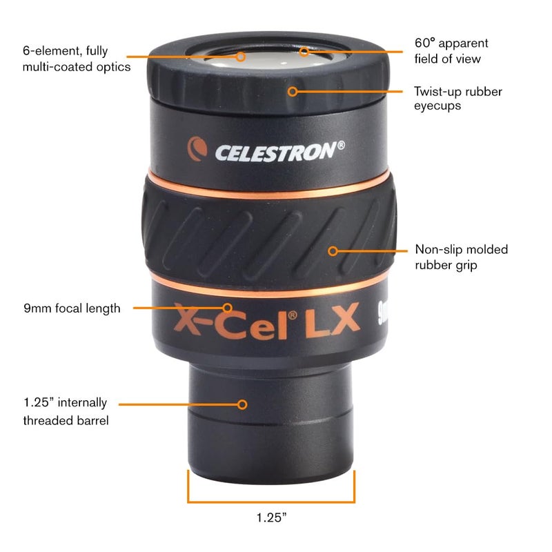 Celestron 93423 X-CEL LX Series 1.25 inch / 9mm Eyepiece, Black - Image 2