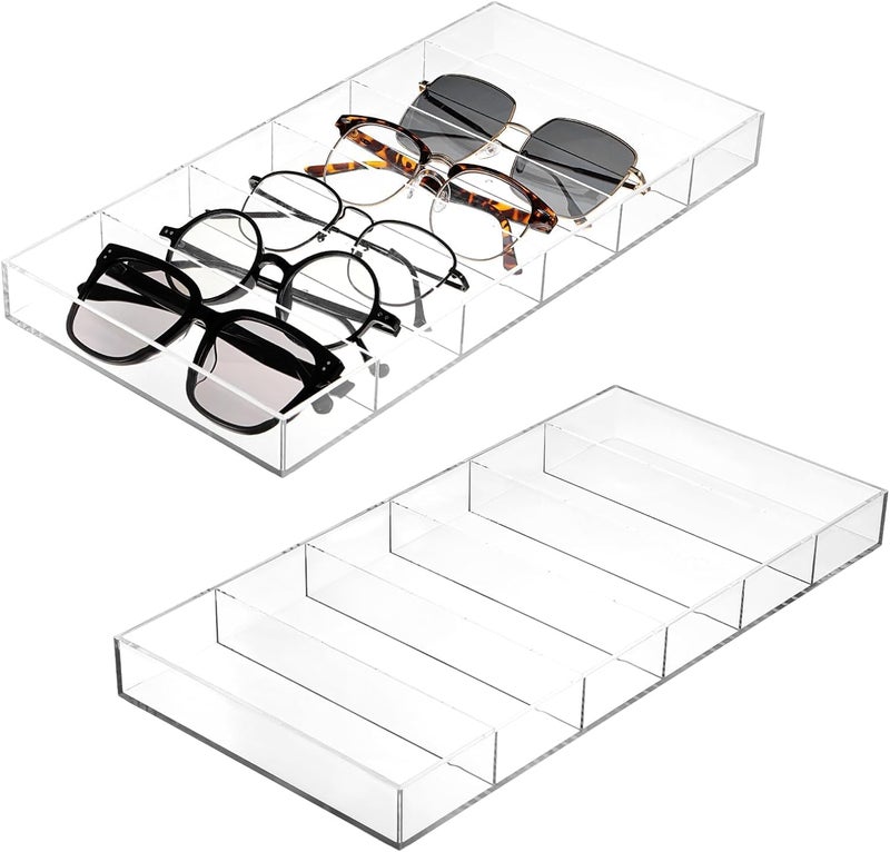 Al Raied ARS® 2 PCS Acrylic Sunglasses Organizer with 6 Grids - Stackable Eyeglass Storage for Sunglasses, Prescription Glasses, and Accessories - Image 1