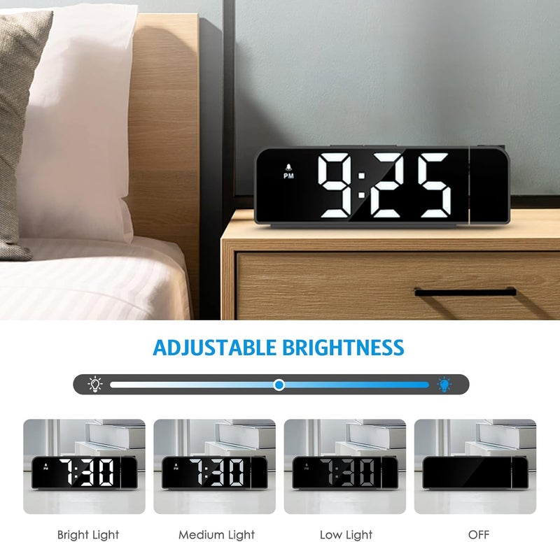 AMIR Projection Alarm Clock for Bedroom Ceiling, Projection Clock with 7.9" Large Display,4 Level Brightness, 12/24H, USB Charger, Snooze, Night Mode, Projection Alarm Clock for Kids, Heavy Sleepers - Image 4