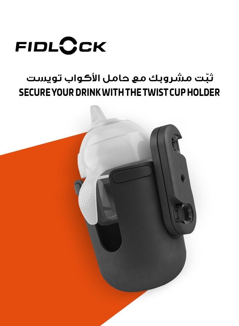 FIDLOCK Universal Twist Cup Holder for Pushchairs | Flexible Magnetic Mount | Fits 60–80 mm Diameter Bottles | Upright Angle Adjustment | Quick & Easy One-Hand Use | 10 × 8 × 8 cm - Image 2