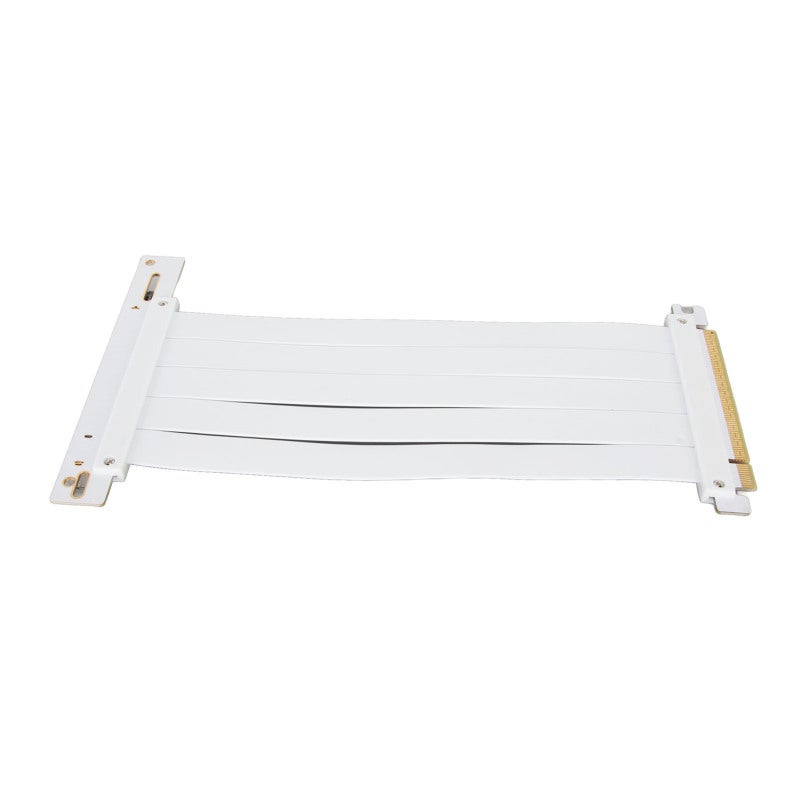 كابل رايزر PCIE 4.0 X16 بطول 50 سم باللون الأبيض - كابل تمديد عالي السرعة 128 جيجابت في الثانية لوحدة معالجة الرسوميات مع حماية من التداخل الكهرومغناطيسي بزاوية 90 درجة - تصميم مرن قابل للطي لسلسلة RTX 40 وسلسلة RX 7000 - Image 1