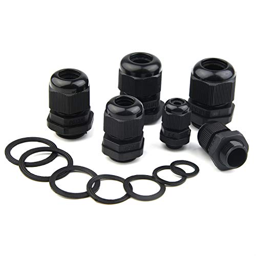 TUPARKA 50 Pack Cable Gland Waterproof Adjustable 3-16mm Cable Connectors PG7 PG9 PG11 PG13.5 PG16 PG19 Plastic Cable Gland Joints with Gaskets in PP Box - Image 4