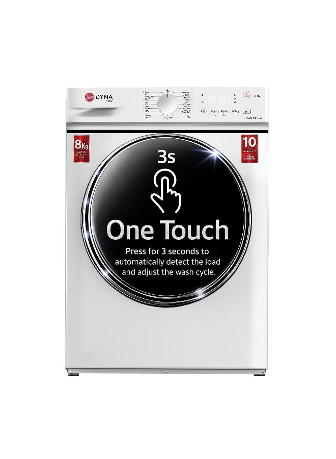 HOOVER 8Kg Freestanding Front Load Washing Machine, Inverter Motor, 1200 RPM, 15 Programs, Knob & Touch Control Panel, 1 Year Manufacturer & 10-Year Warranty on Inverter Motor White - HWM-M812-W 8 kg HWM-M812-W White - Image 1