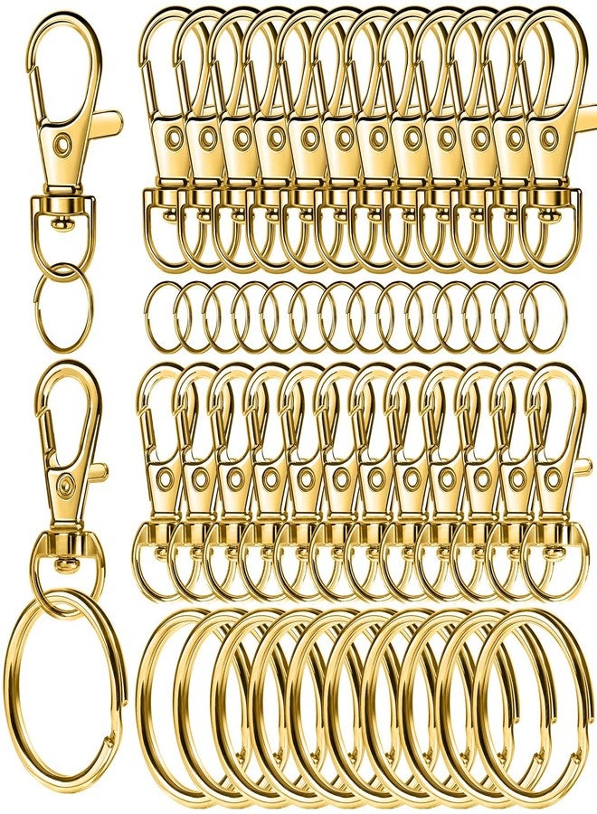 LEOBRO 60 PCS Swivel Snap Hooks and Key Rings, Keychain Clips and Key Chain Rings, Lobster Claw Clasps for Key Chains, Jewelry, Crafts, Gold - Image 1
