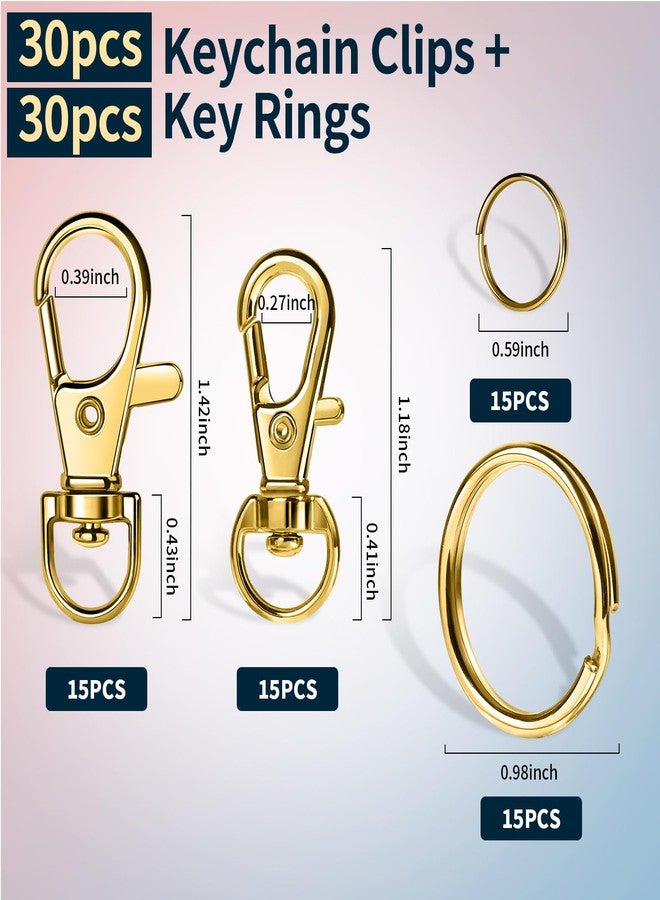 LEOBRO 60 PCS Swivel Snap Hooks and Key Rings, Keychain Clips and Key Chain Rings, Lobster Claw Clasps for Key Chains, Jewelry, Crafts, Gold - Image 2