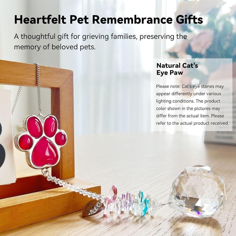 AMETHUARTZ Dog Memorial Gifts for Loss of Dog, Pet Memorial Gifts for Dogs, Thoughtful Bereavement Remembrance Crystal Suncatcher with Sympathy Card (Rose Red) - Image 5