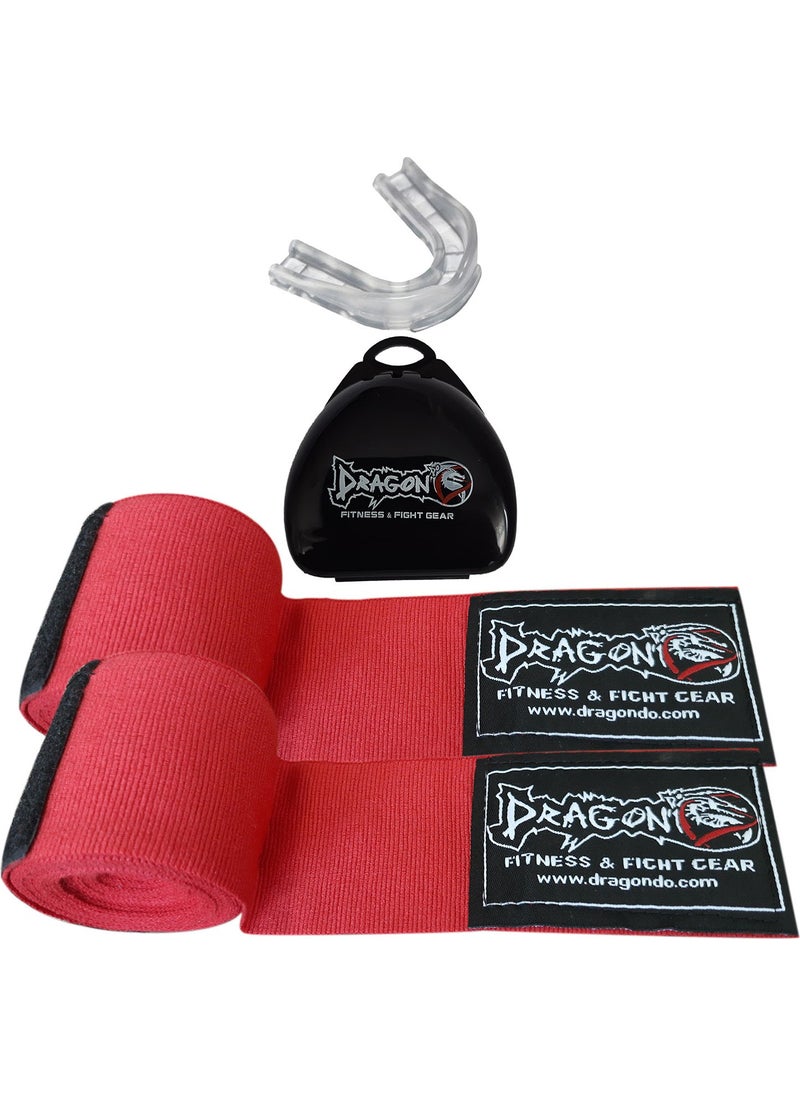 Dragon Boxing Bandage Elastic Bandage (Pair) and Mouthguard Set of 2  - Image 1