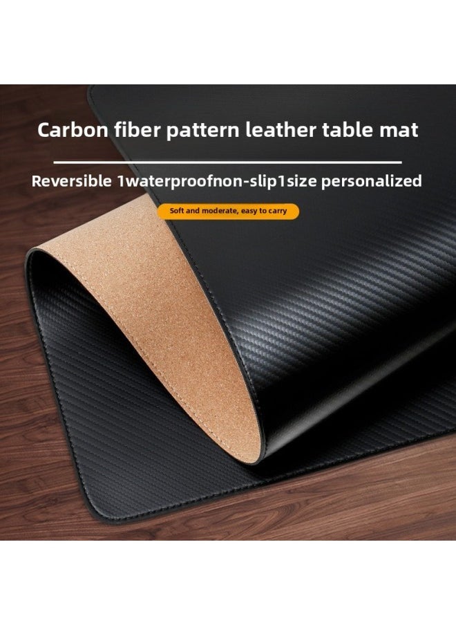 Generic - Carbon Fiber Textured Leather Table Mat Number Thickened Mouse Pad Computer Keyboard Pad Desktop Writing Desk Pad-Color:700x350mm-Pattern:(it Is Recommended To Use It As A Table Mat Only) Stereo Texture/some Mouse Will Jump Frame - Image 1