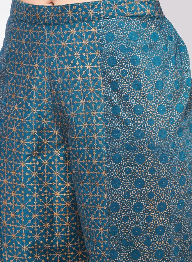 Take Two  Blue Sleeveless Block Printed Kurta and Pants Set By Pannkh for Women | Best Price UAE