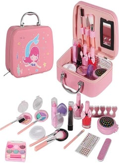 GGEROU GGEROU Kids Makeup Kit for Girl - 20 Pcs Washable Real Cosmetic Beauty Set, Kids Pretend Dress Up Makeup Playset,Children's Cosmetic Toys,Princess Role Play Kits for Birthday Gift Costumes Party 