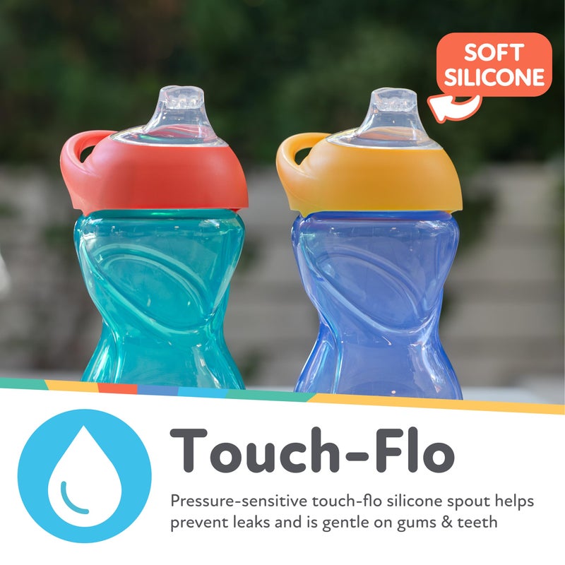 Nuby No-Spill Clik-It Soft Spout Sippy Cup with Easy Grip - (2-Pack) 10 oz - Baby Sippy Cup for 6+ Month Old - Blue/Aqua - Image 2