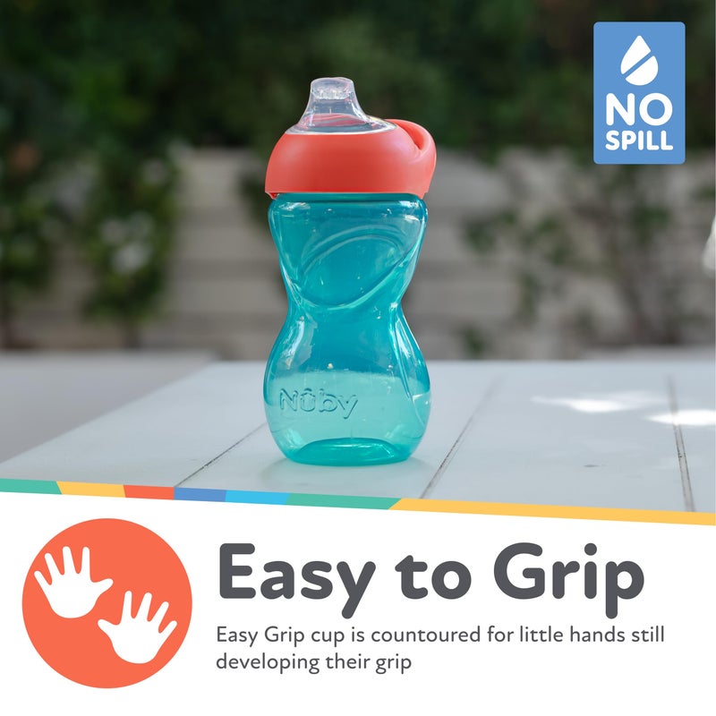 Nuby No-Spill Clik-It Soft Spout Sippy Cup with Easy Grip - (2-Pack) 10 oz - Baby Sippy Cup for 6+ Month Old - Blue/Aqua - Image 3